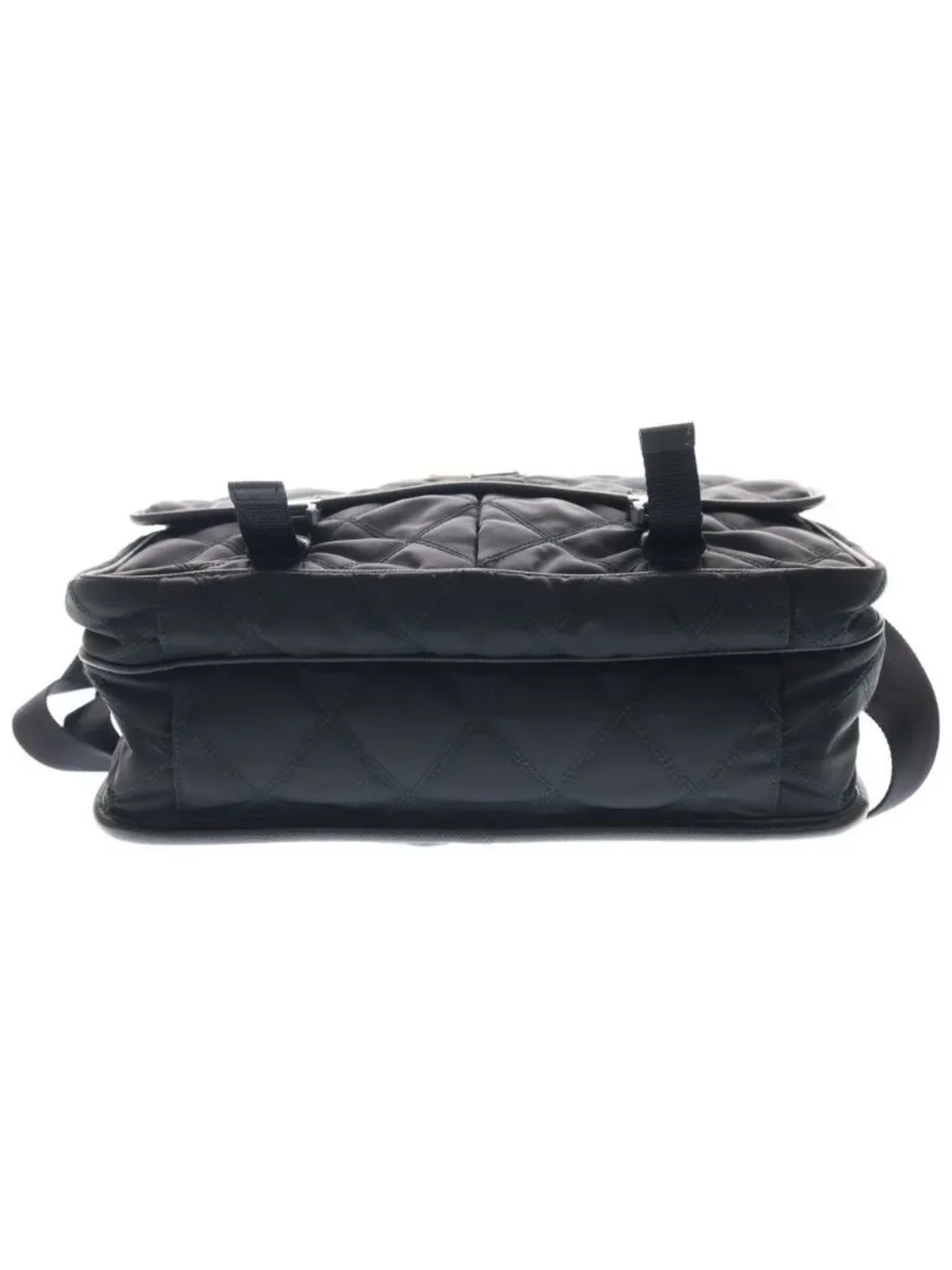 Prada Quilted Nylon Messenger Shoulder Bag Silver Black
